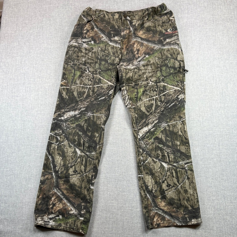 Mossy Oak Camo Cargo Hunting Pants Mens Large 36-38 x 30 Elastic Waist Outdoor